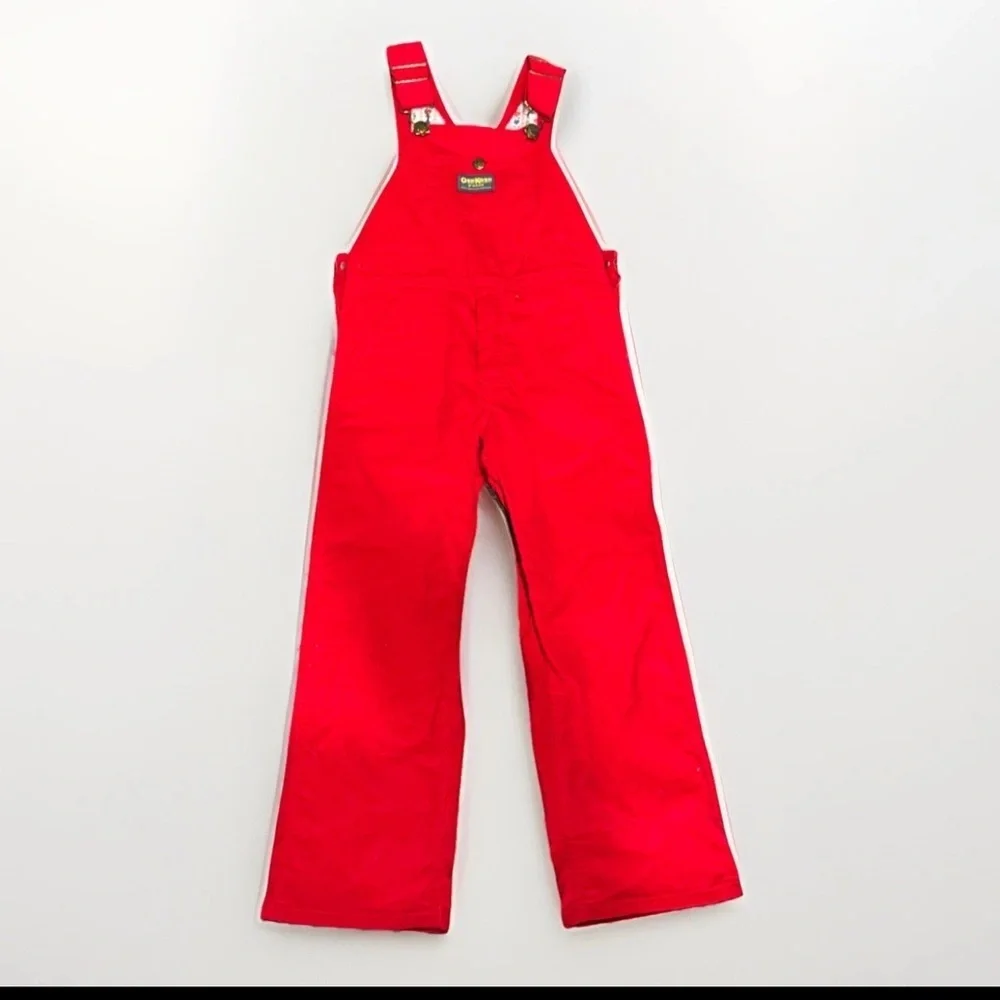 OshKosh B’Gosh Red Corduroy Overalls Size 6 Vintage NWT Lined USA Made